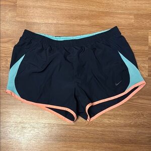 Nike Light Blue and Navy Blue Athletic Shorts with Elastic Waistband